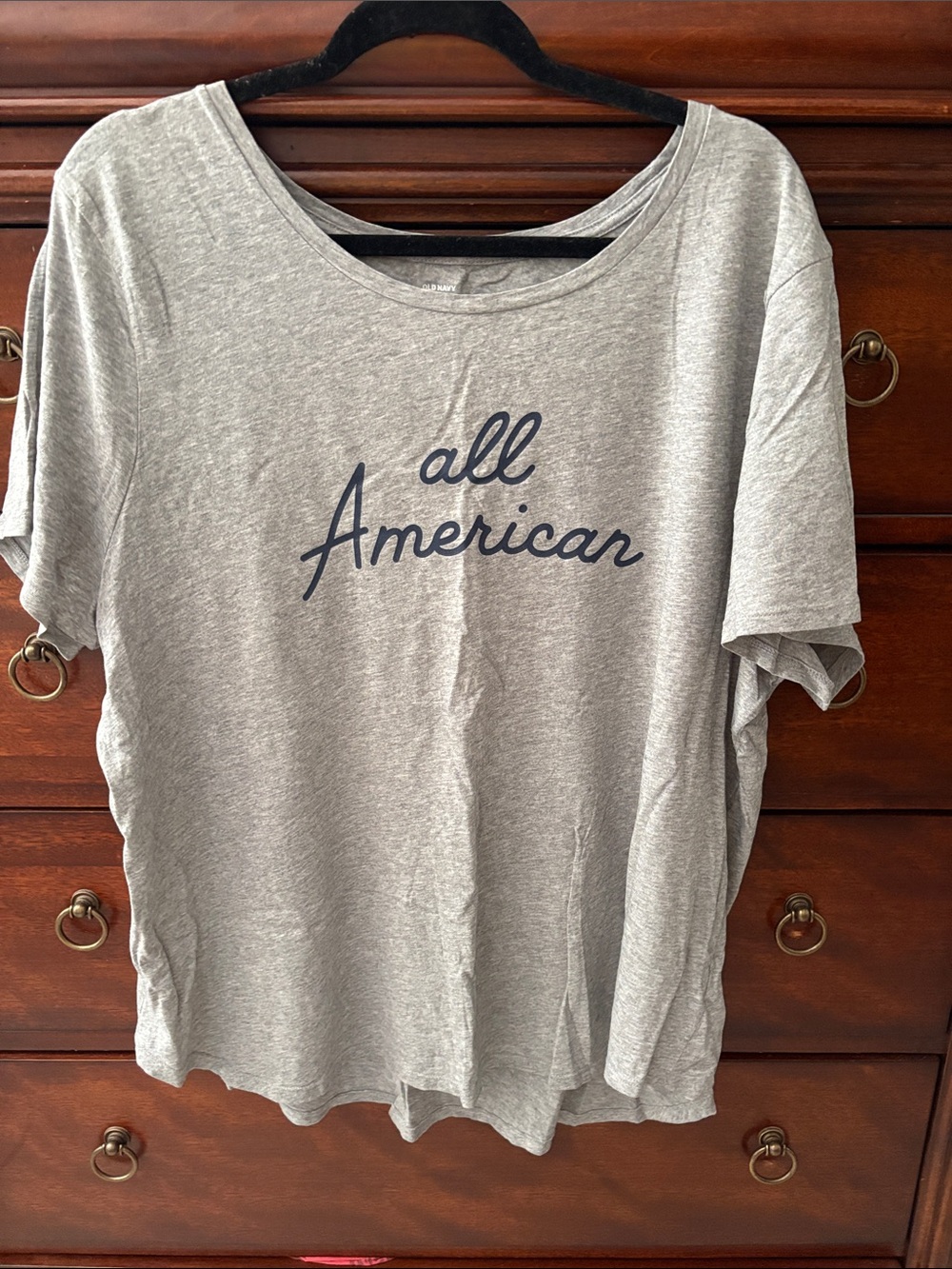 All American Graphic Tee - Gray with Navy Script